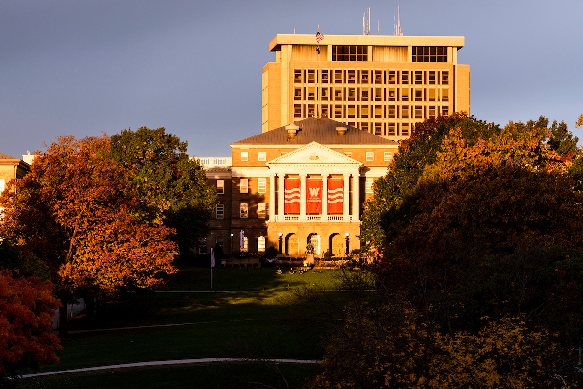 Bascom Hall and Van Hise at sunrise
